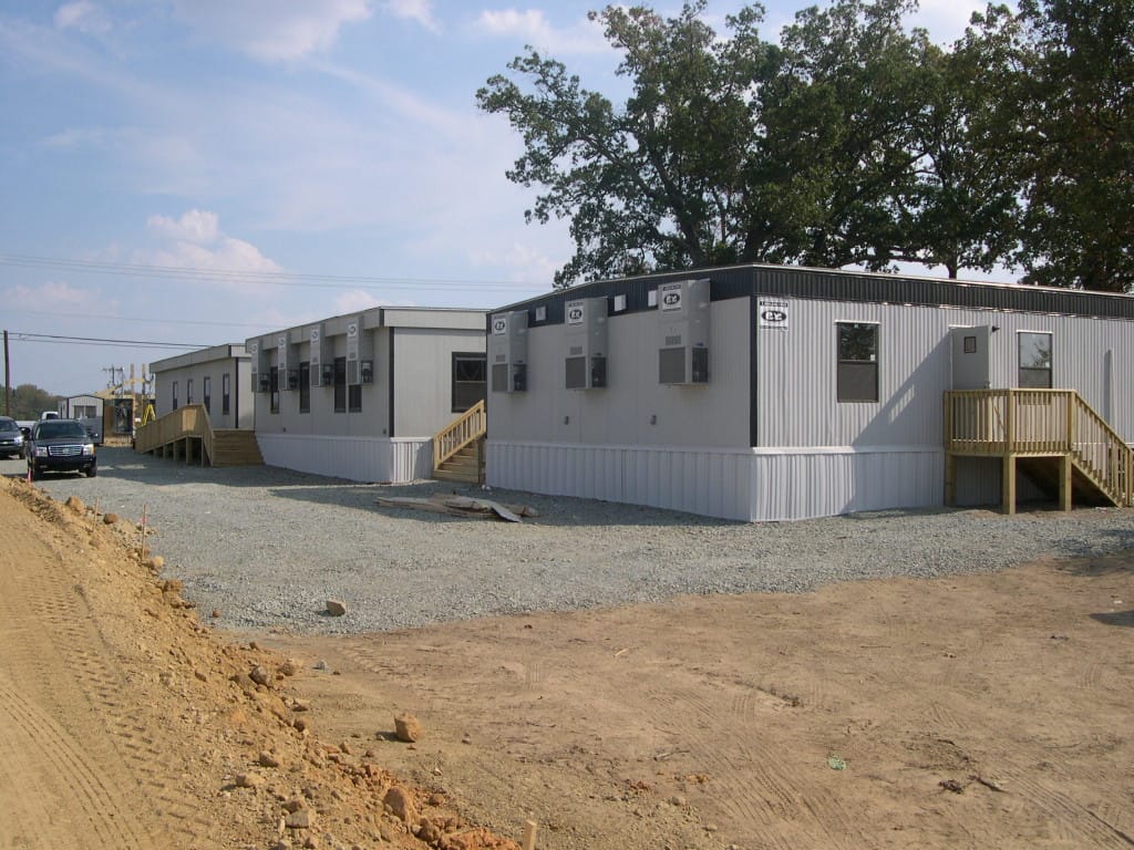 Modular office space at construction site