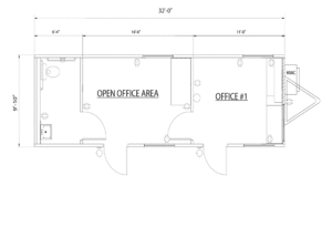 10 x 32 Mobile Office with 1 Restroom