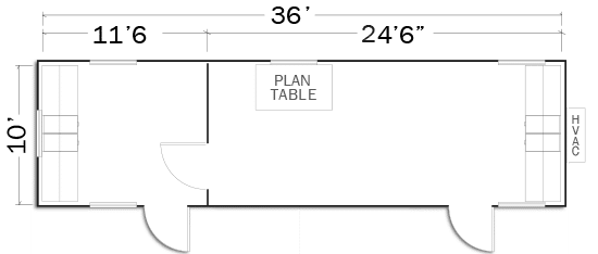 10 x 40 Mobile Office with 1 Restroom, 1 Private Office and 1 Main Office