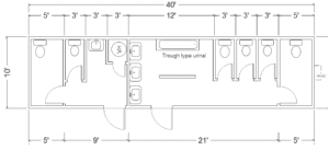 10 x 40 Mobile Restroom Unit Six Men's Stalls two Women's Stalls