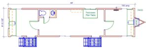 10 x 48 Mobile Office with 1 Restroom, 2 Private Offices and 1 Main Office