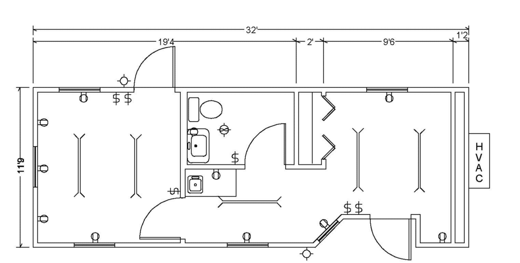 Portable Offices for Rent | 12 x 36 Sales Office One Restroom