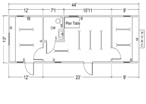 12 x 44 Mobile Office with 2 Restrooms