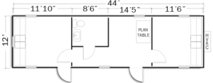 12 x 48 Mobile Office with 1 Restroom, 2 Private Offices and 1 Main Office