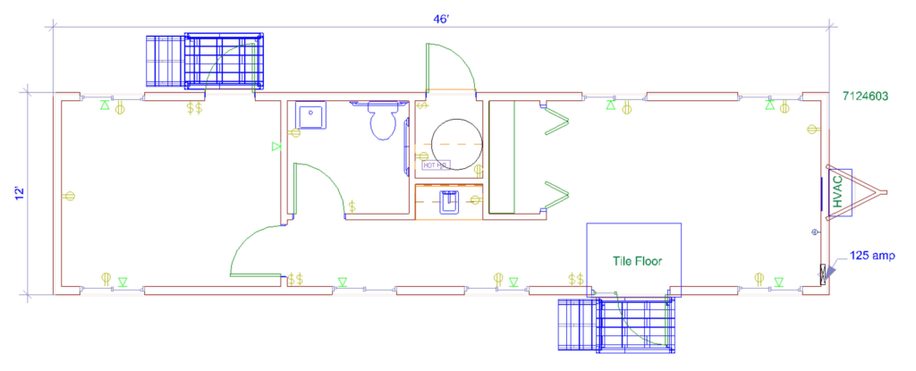 12 x 50 Mobile Office with 1 Restroom 1 Private Office 1 Main Office