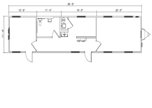 12'x60' Mobile Office with 1 Restroom and 2 Private Offices