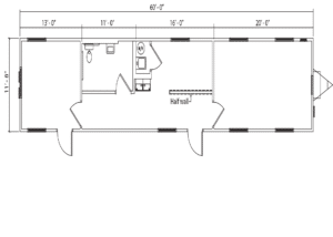 12'x60' Mobile Office with 1 Restroom and 2 Private Offices