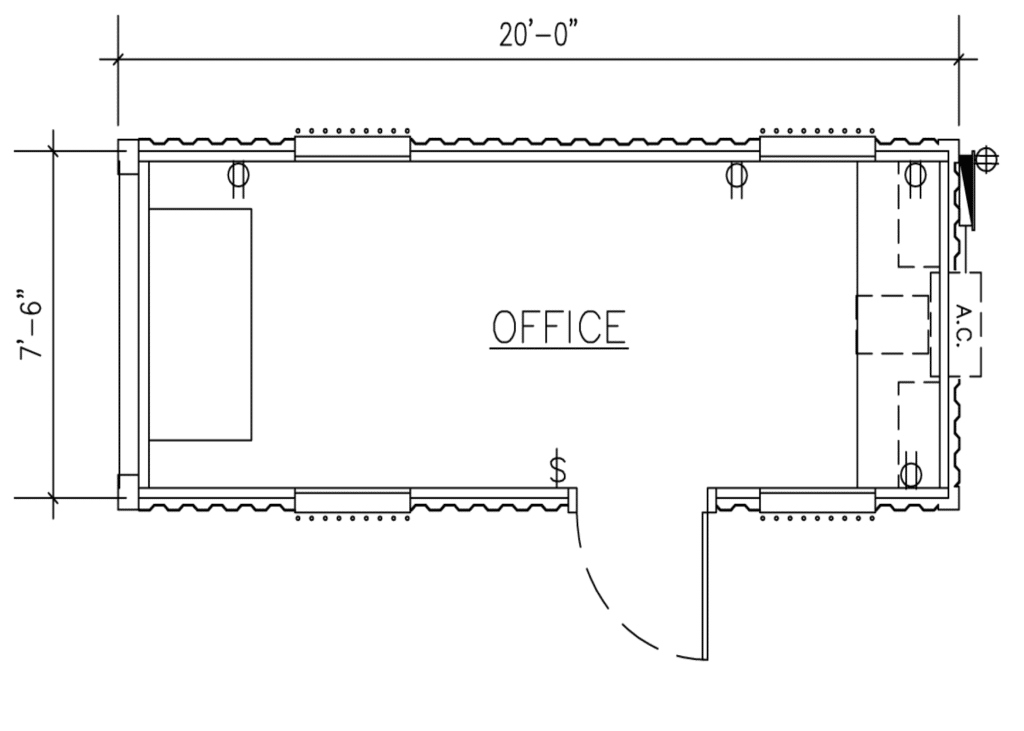 20′ Ground Level Office Container All Office with BARD HVAC