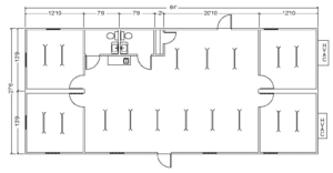 28 x 68 Modular Building with 2 Restrooms, 4 Private Offices and 1 Main Office