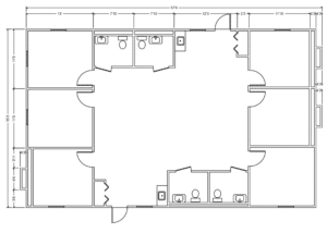 3-Plex FAST Building with 4 Restrooms