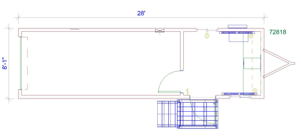 8 x 32 Mobile Office with 1 Restroom, 1 Office and 1 Main Office