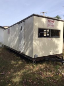 used 8x32 Mobile Office Unit. 12’ office/16’ storage area with rool up door.