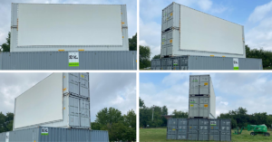 Pac-Van storage containers being used as projection screens